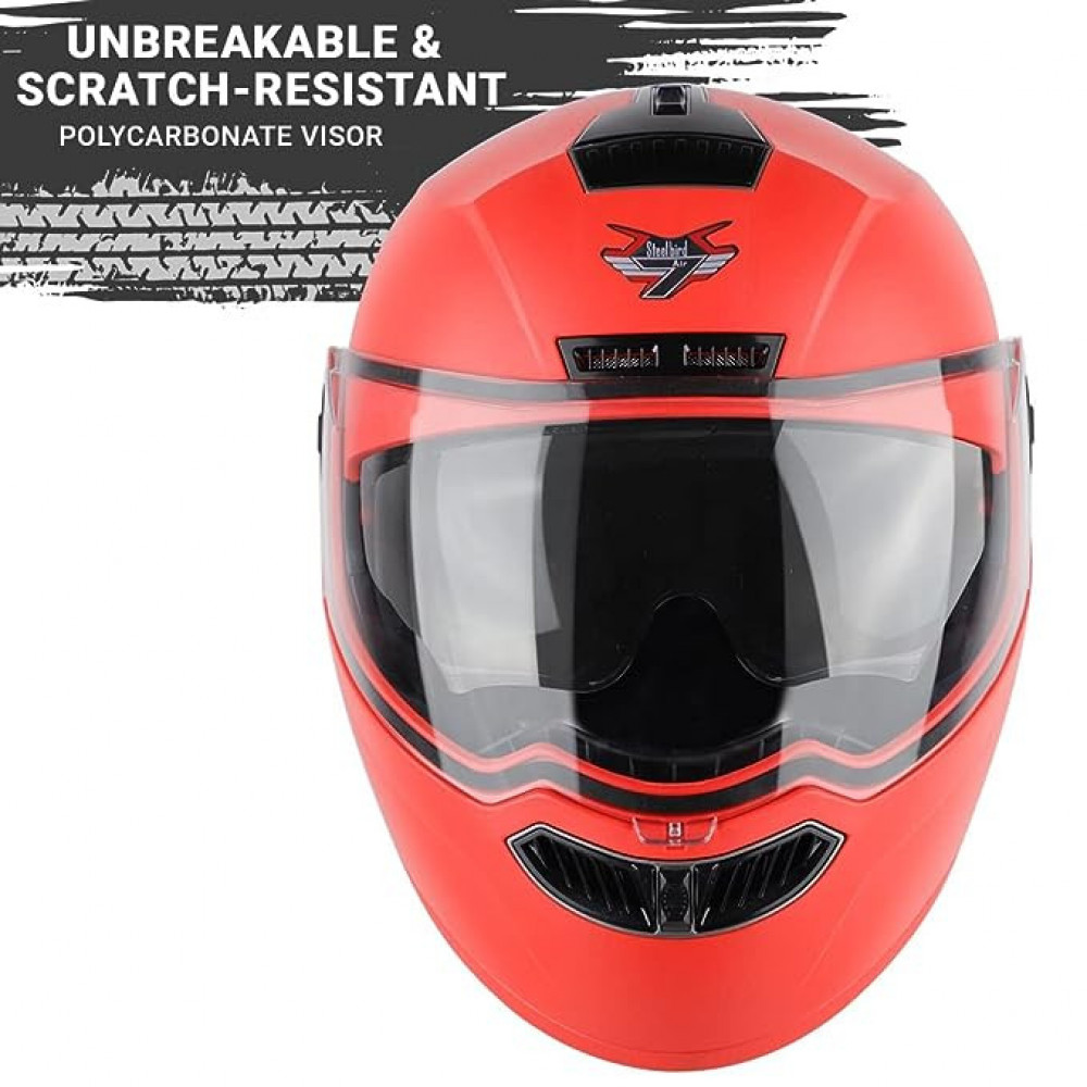 Steelbird SBA-7 7Wings ISI Certified Flip-Up Helmet for Men and Women Motorbike Helmet (Medium 580 MM, Dashing Red with Outer Clear and Inner Smoke Sun Shield)