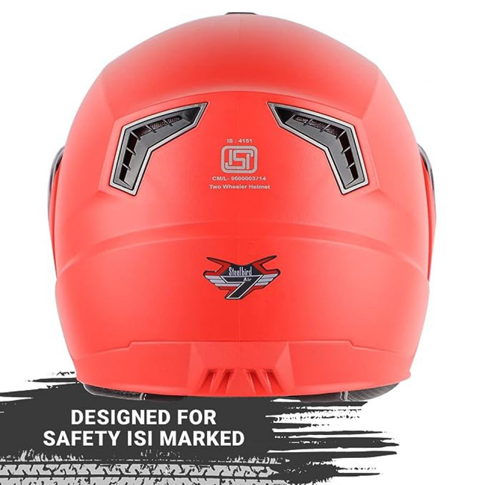 Steelbird SBA-7 7Wings ISI Certified Flip-Up Helmet for Men and Women Motorbike Helmet (Medium 580 MM, Dashing Red with Outer Clear and Inner Smoke Sun Shield)