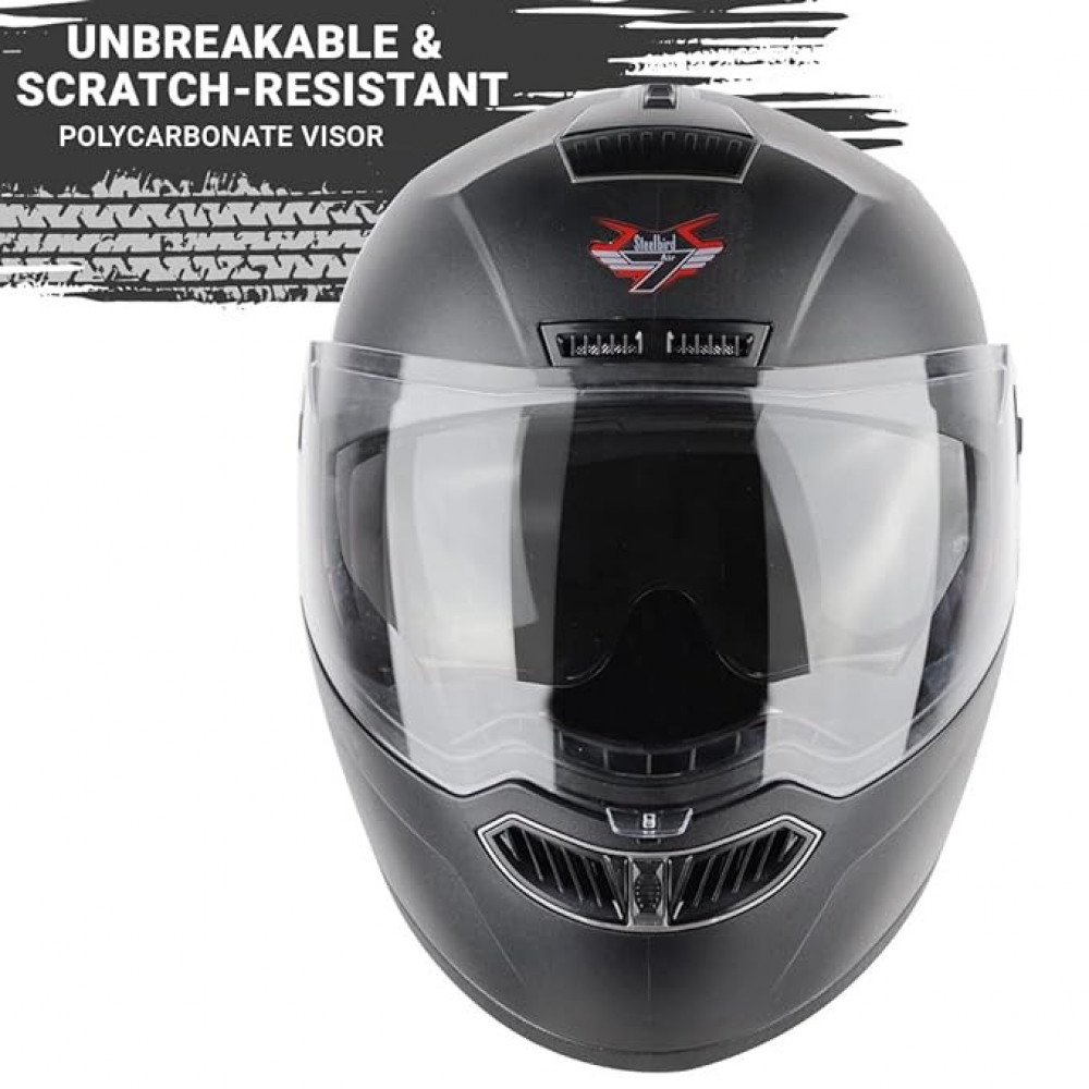 Steelbird SBA-7 7 Wings ISI Certified Flip-Up Helmet for Men and Women Motorbike Helmet (Large 600 MM, Dashing Black with Outer Clear and Inner Smoke Sun Shield)