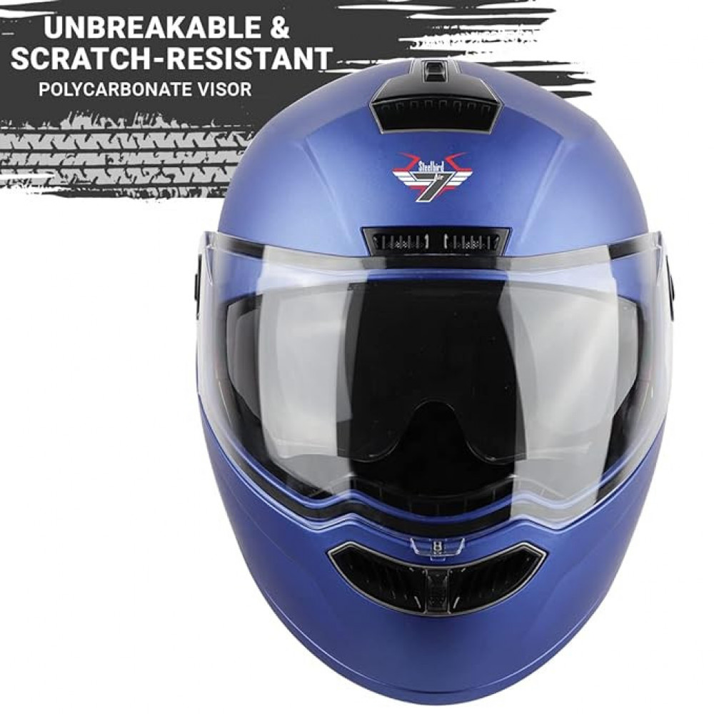 Steelbird SBA-7 7Wings ISI Certified Flip-Up Helmet for Men and Women Motorbike Helmet  (Medium 580 MM, Dashing Blue with Outer Clear and Inner Smoke Sun Shield) -